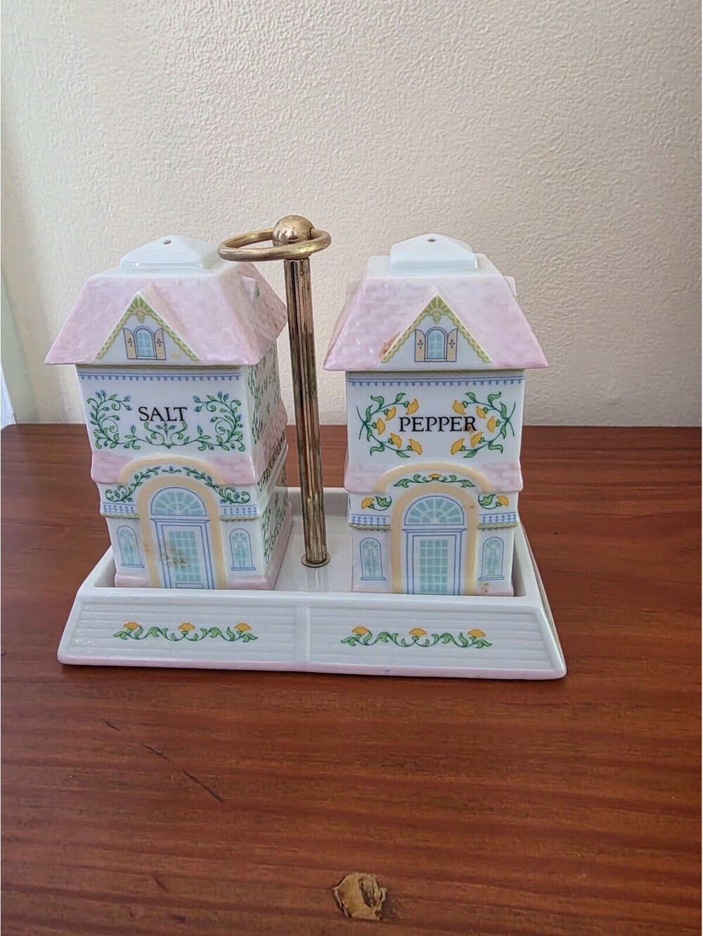 Lenox The Love Village Salt and Pepper Shakers Set with Holder, Handcrafted Porz